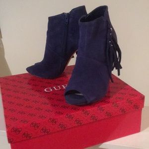 Blue suede heels